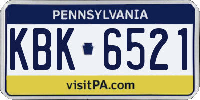 PA license plate KBK6521