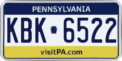 PA license plate KBK6522