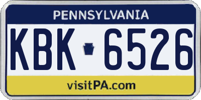 PA license plate KBK6526