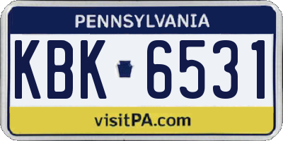 PA license plate KBK6531