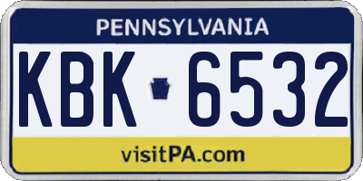 PA license plate KBK6532
