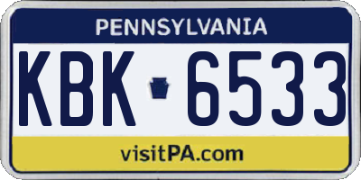 PA license plate KBK6533