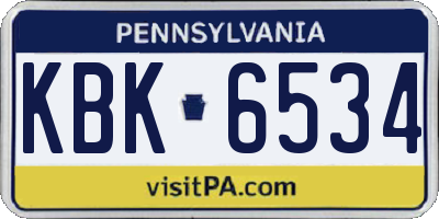 PA license plate KBK6534