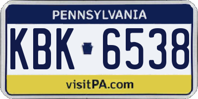 PA license plate KBK6538
