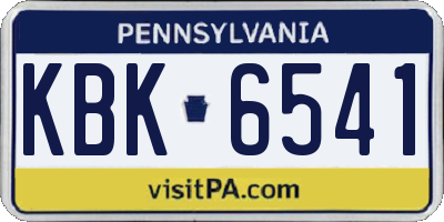 PA license plate KBK6541