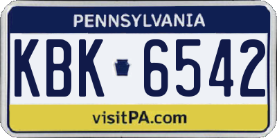 PA license plate KBK6542
