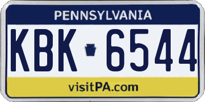 PA license plate KBK6544