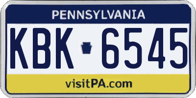 PA license plate KBK6545