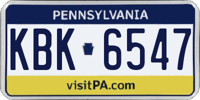 PA license plate KBK6547