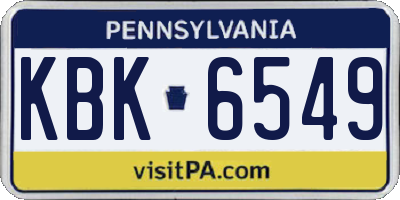 PA license plate KBK6549