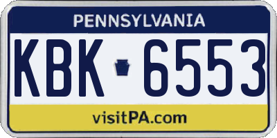 PA license plate KBK6553