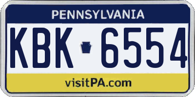 PA license plate KBK6554
