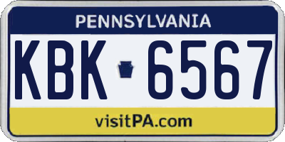 PA license plate KBK6567