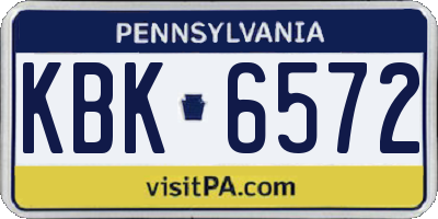 PA license plate KBK6572