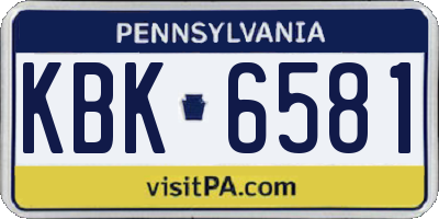PA license plate KBK6581