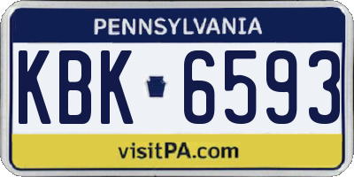 PA license plate KBK6593