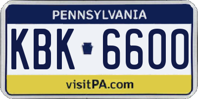 PA license plate KBK6600