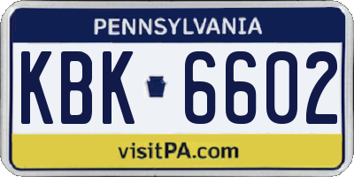 PA license plate KBK6602
