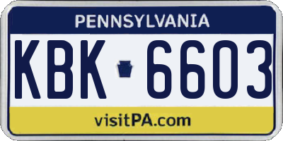 PA license plate KBK6603