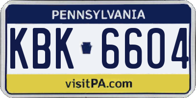 PA license plate KBK6604
