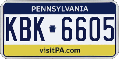 PA license plate KBK6605
