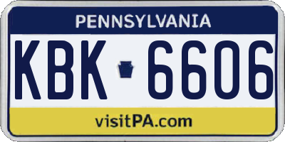 PA license plate KBK6606