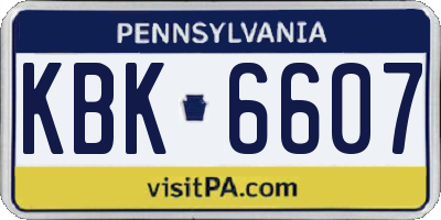 PA license plate KBK6607