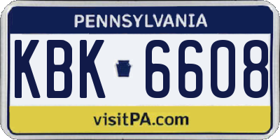 PA license plate KBK6608