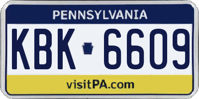 PA license plate KBK6609