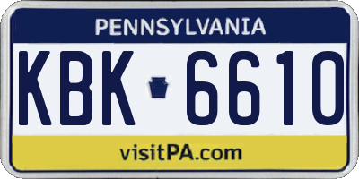 PA license plate KBK6610