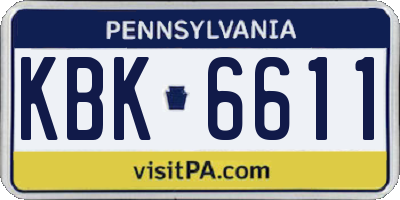 PA license plate KBK6611