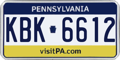 PA license plate KBK6612