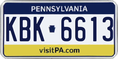PA license plate KBK6613