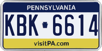 PA license plate KBK6614