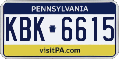 PA license plate KBK6615