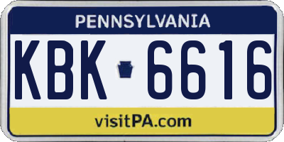 PA license plate KBK6616