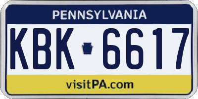 PA license plate KBK6617