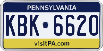 PA license plate KBK6620
