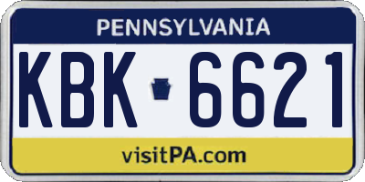 PA license plate KBK6621