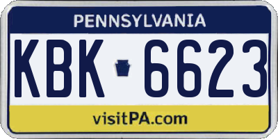 PA license plate KBK6623