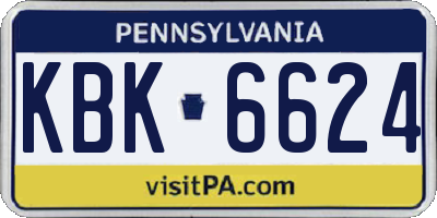 PA license plate KBK6624