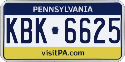 PA license plate KBK6625