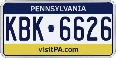 PA license plate KBK6626