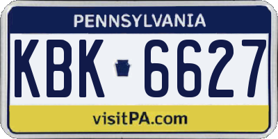 PA license plate KBK6627