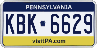 PA license plate KBK6629
