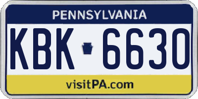 PA license plate KBK6630