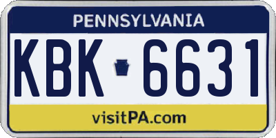 PA license plate KBK6631