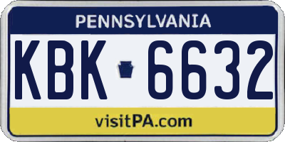 PA license plate KBK6632