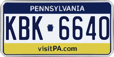 PA license plate KBK6640