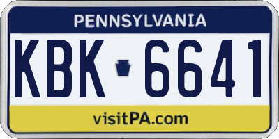 PA license plate KBK6641